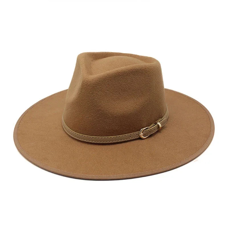 Front View of Wide Brim Fedora Hat