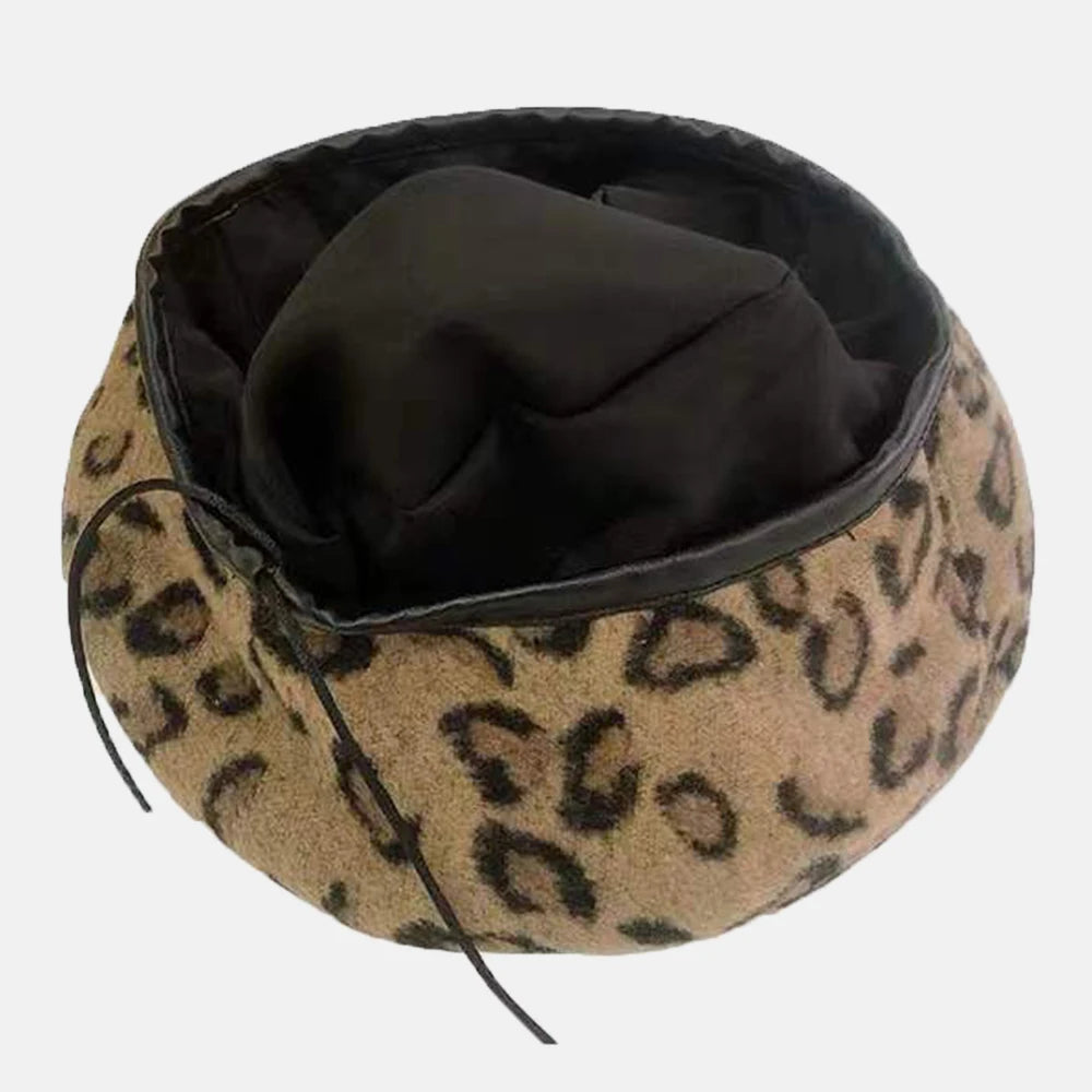 Leopard Print Beret Side View