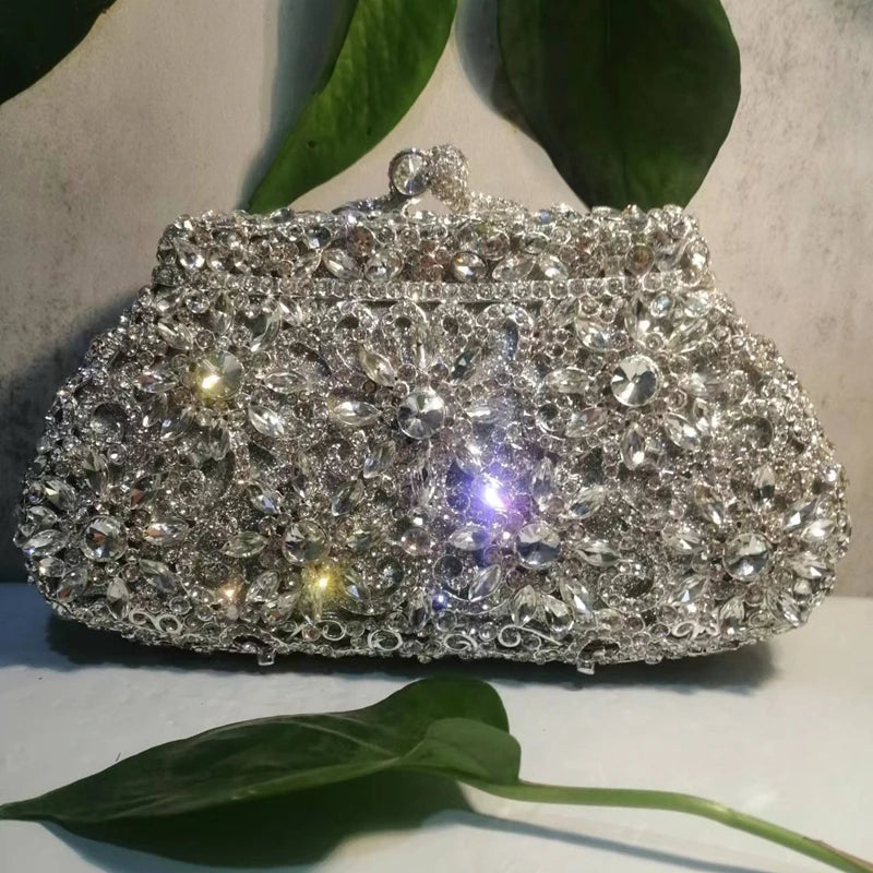 Silver Crystal Evening Clutch