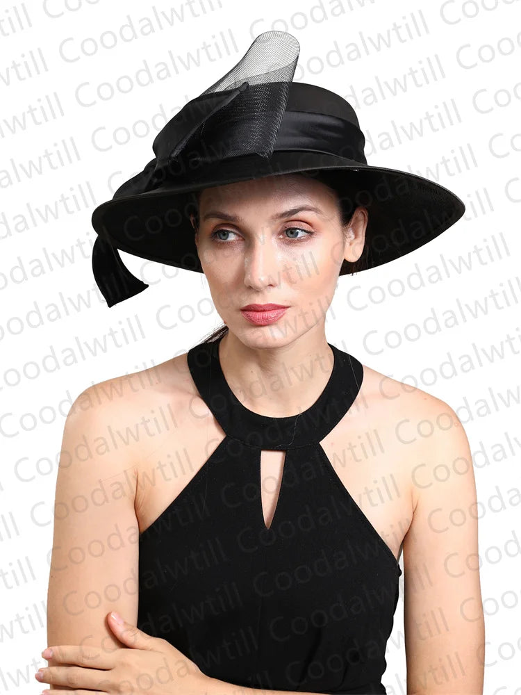 Women's Satin Fedora Hat - Side View