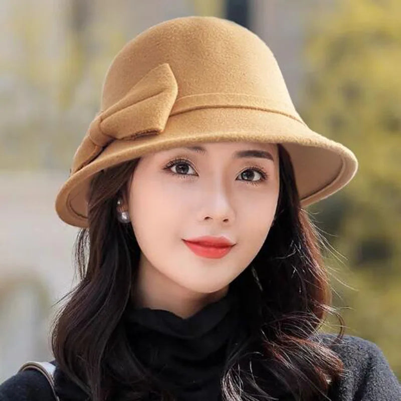 Autumn Winter Fedora Women Hat Front View