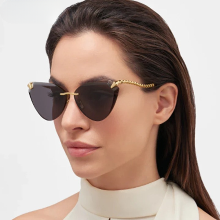 Cat Eye Rimless Sunglasses - Front View